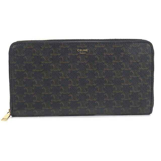 中古 セリーヌ 長財布ラウンドファスナー メンズ ブランド CELINE トリオンフキャンバス ラージ ジップウォレット 10B552BQ3 ブラック USDCE121142011