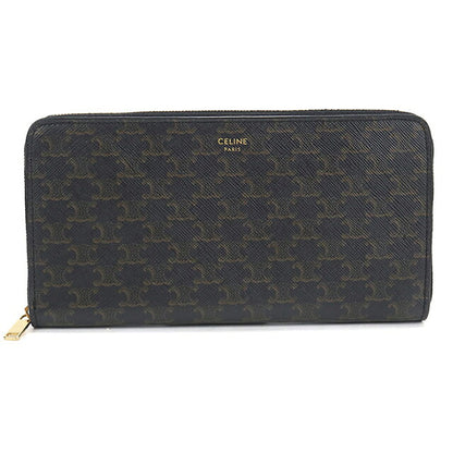 中古 セリーヌ 長財布ラウンドファスナー メンズ ブランド CELINE トリオンフキャンバス ラージ ジップウォレット 10B552BQ3 ブラック USDCE121142011
