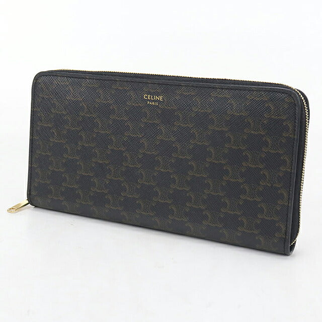 中古 セリーヌ 長財布ラウンドファスナー メンズ ブランド CELINE トリオンフキャンバス ラージ ジップウォレット 10B552BQ3 ブラック USDCE121142011