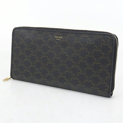 中古 セリーヌ 長財布ラウンドファスナー メンズ ブランド CELINE トリオンフキャンバス ラージ ジップウォレット 10B552BQ3 ブラック USDCE121142011