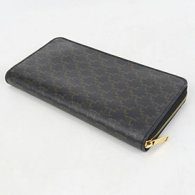中古 セリーヌ 長財布ラウンドファスナー メンズ ブランド CELINE トリオンフキャンバス ラージ ジップウォレット 10B552BQ3 ブラック USDCE121142011