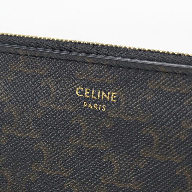 中古 セリーヌ 長財布ラウンドファスナー メンズ ブランド CELINE トリオンフキャンバス ラージ ジップウォレット 10B552BQ3 ブラック USDCE121142011