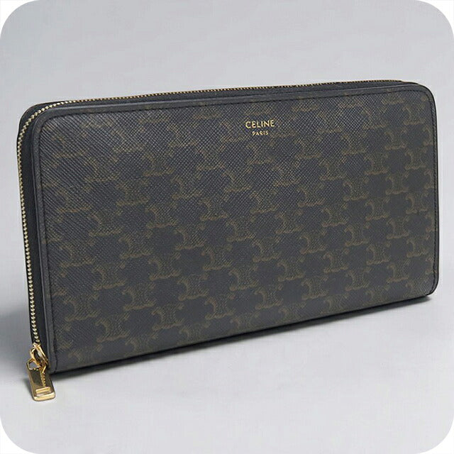 中古 セリーヌ 長財布ラウンドファスナー メンズ ブランド CELINE トリオンフキャンバス ラージ ジップウォレット 10B552BQ3 ブラック USDCE121142011