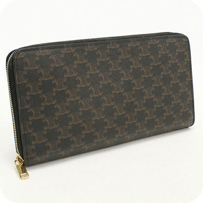 中古 セリーヌ 長財布ラウンドファスナー メンズ ブランド CELINE トリオンフキャンバス ラージ ジップウォレット 10B552BQ3.38NO ブラック USDCE121327011