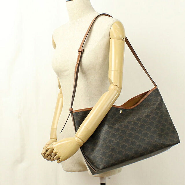 中古 セリーヌ ショルダーバッグ レディース ブランド CELINE トリオンフキャンバス ソフト ショッパーバッグ 123912GXC.04LU ブラウン USDCE121371011
