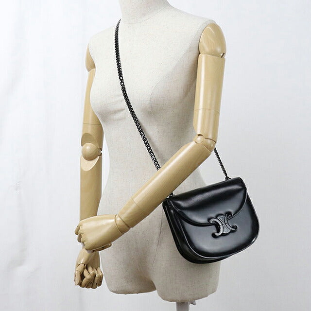中古 セリーヌ ショルダーバッグ レディース ブランド CELINE トリオンフ ミディアム ブザス ブラック USDCE121586011