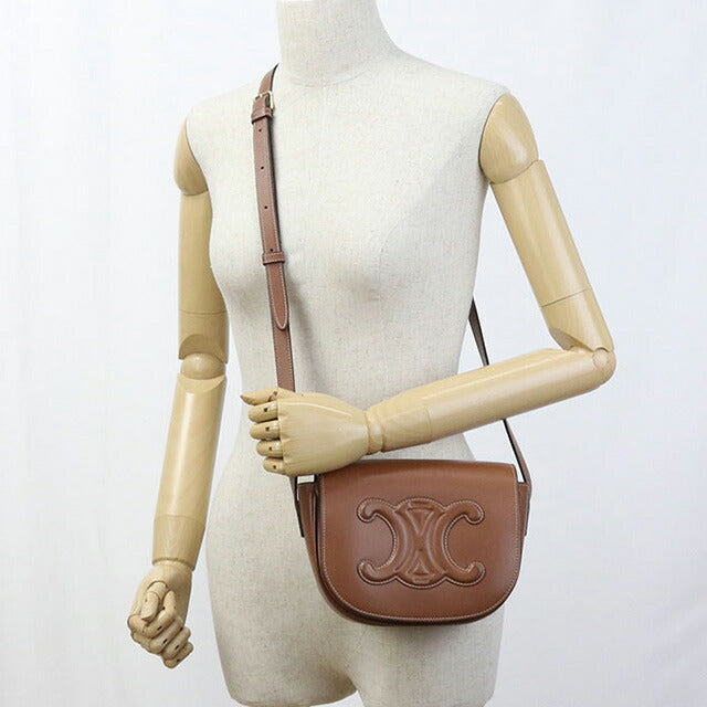 中古 セリーヌ 斜め掛け ショルダーバッグ レディース ブランド CELINE キュイルトリオンフ フォルコ 19826 3DU3 04LU ブラウン バッグ USDCE91549011