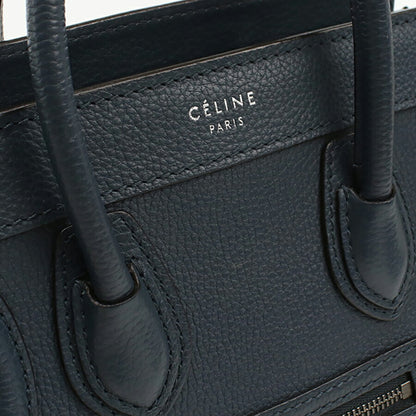 中古 セリーヌ ハンドバッグ レディース ブランド CELINE ラゲージ ナノ レザー ネイビー バッグ USDCE96466011