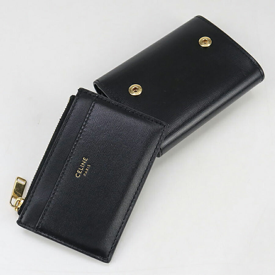 中古 セリーヌ 三折財布 レディース ブランド CELINE トリオンフ コンパクトウォレット 10I65 3DPV 38NO ブラック 財布 USDCE96687011