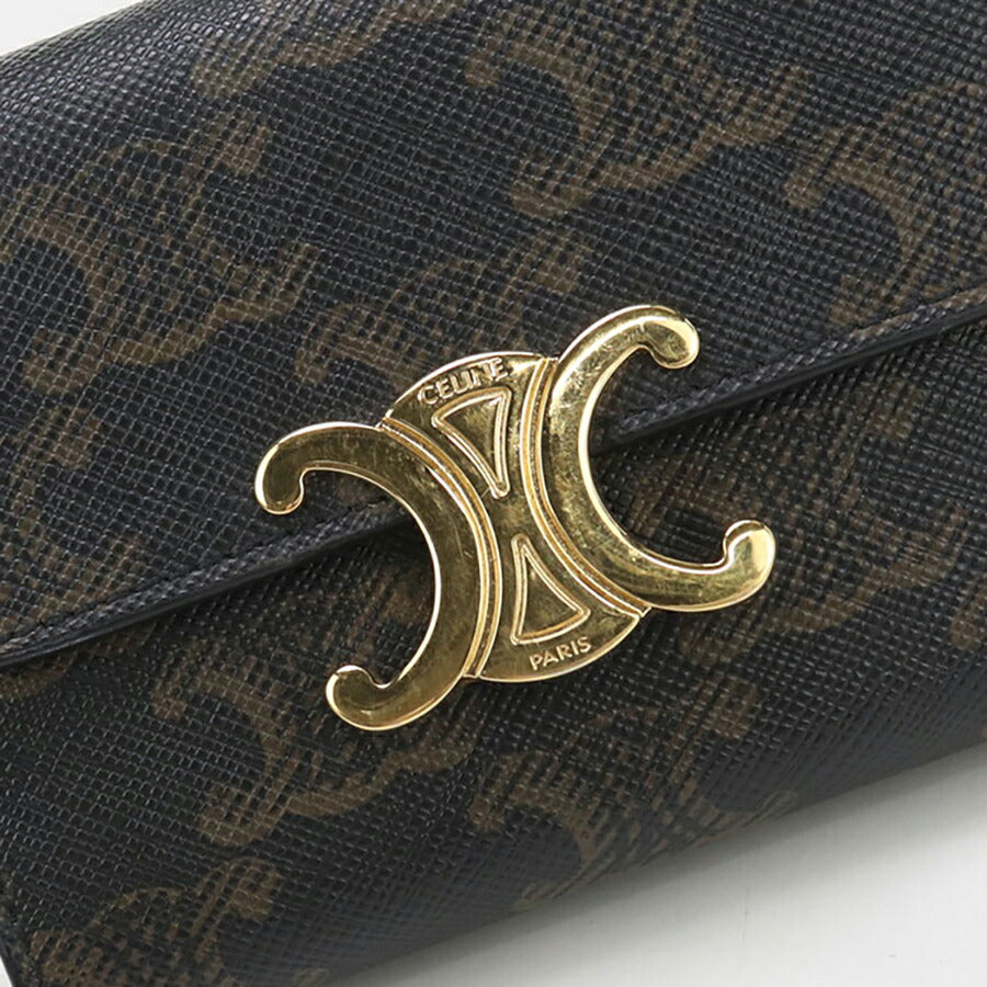 中古 セリーヌ 三折財布 レディース ブランド CELINE トリオンフキャンバス コンパクトウォレット 10I65 2DS3 04LU ブラウン 財布 USDCE96739011