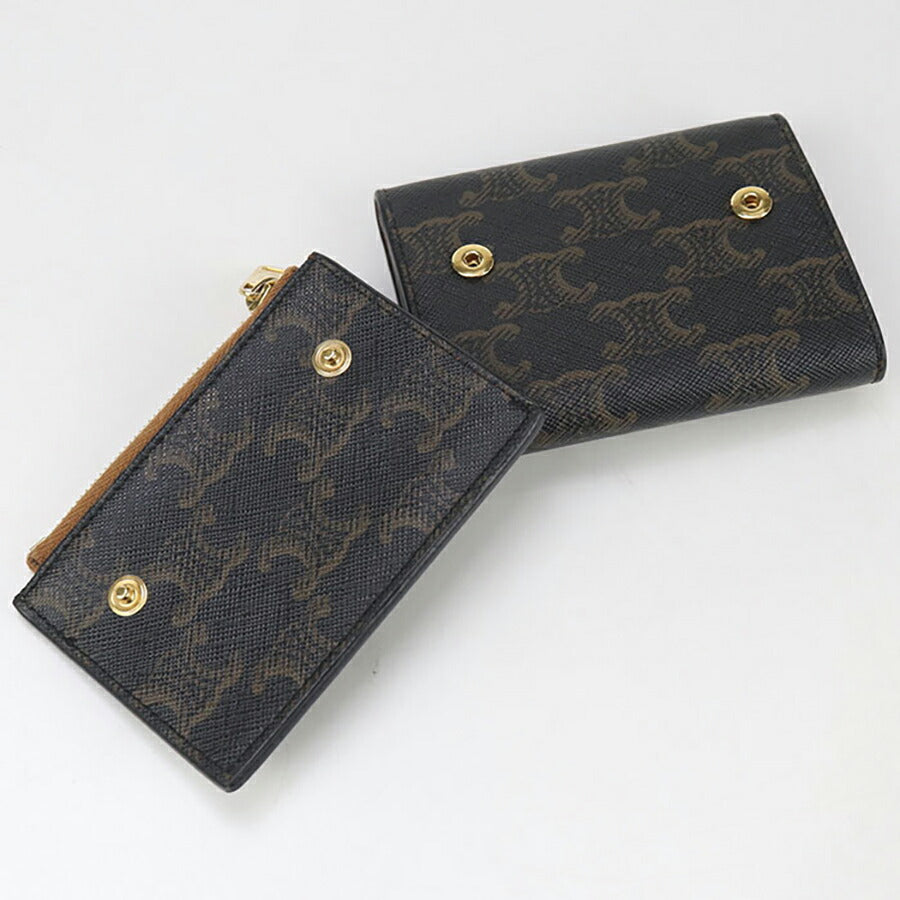 中古 セリーヌ 三折財布 レディース ブランド CELINE トリオンフキャンバス コンパクトウォレット 10I65 2DS3 04LU ブラウン 財布 USDCE96739011