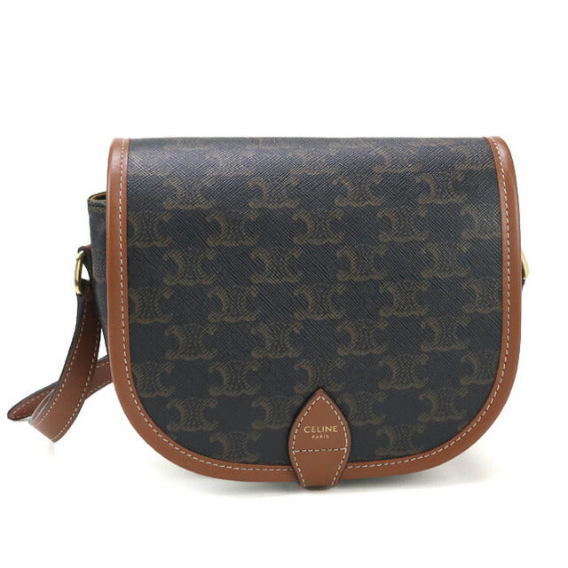 中古 セリーヌ 斜め掛け ショルダーバッグ レディース ブランド CELINE トリオンフキャンバス ミディアムフォルコ レザー 19150 2BZJ 04LU USDCE96812011