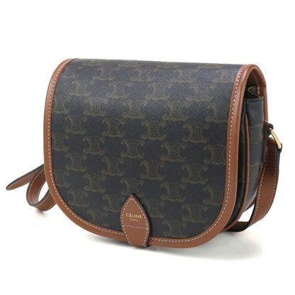 中古 セリーヌ 斜め掛け ショルダーバッグ レディース ブランド CELINE トリオンフキャンバス ミディアムフォルコ レザー 19150 2BZJ 04LU USDCE96812011