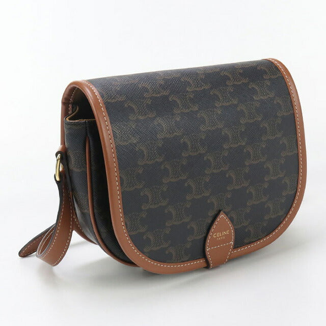中古 セリーヌ 斜め掛け ショルダーバッグ レディース ブランド CELINE トリオンフキャンバス ミディアムフォルコ レザー 19150 2BZJ 04LU USDCE96812011