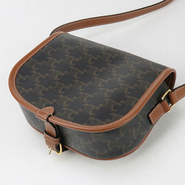 中古 セリーヌ 斜め掛け ショルダーバッグ レディース ブランド CELINE トリオンフキャンバス ミディアムフォルコ レザー 19150 2BZJ 04LU USDCE96812011