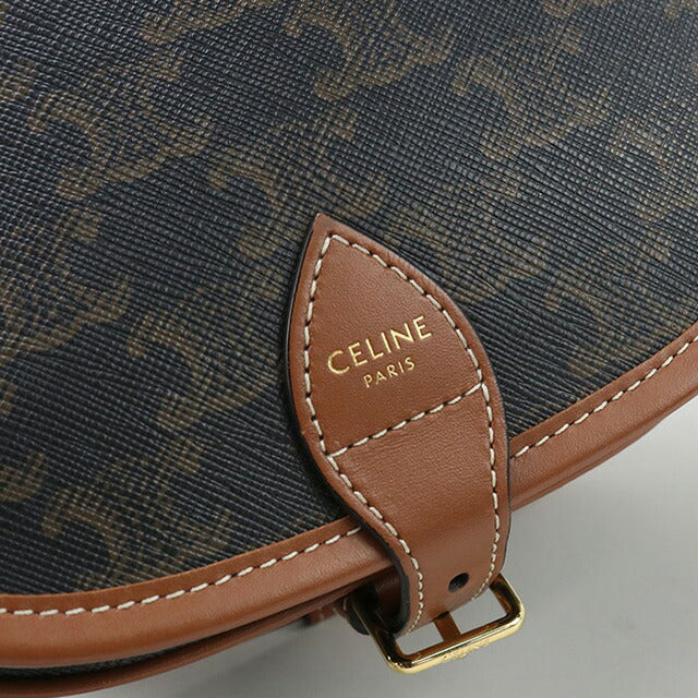 中古 セリーヌ 斜め掛け ショルダーバッグ レディース ブランド CELINE トリオンフキャンバス ミディアムフォルコ レザー 19150 2BZJ 04LU USDCE96812011