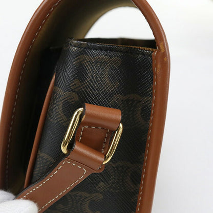 中古 セリーヌ 斜め掛け ショルダーバッグ レディース ブランド CELINE トリオンフキャンバス ミディアムフォルコ レザー 19150 2BZJ 04LU USDCE96812011