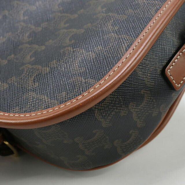 中古 セリーヌ 斜め掛け ショルダーバッグ レディース ブランド CELINE トリオンフキャンバス ミディアムフォルコ レザー 19150 2BZJ 04LU USDCE96812011