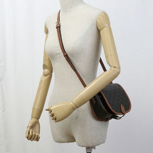 中古 セリーヌ 斜め掛け ショルダーバッグ レディース ブランド CELINE トリオンフキャンバス ミディアムフォルコ レザー 19150 2BZJ 04LU USDCE96812011