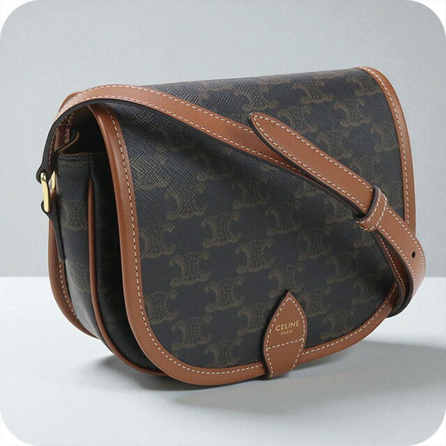 中古 セリーヌ 斜め掛け ショルダーバッグ レディース ブランド CELINE トリオンフキャンバス ミディアムフォルコ レザー 19150 2BZJ 04LU USDCE96812011