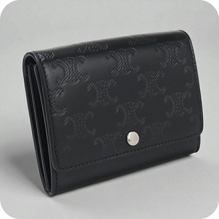 中古 セリーヌ 名刺入れ ユニセックス ブランド CELINE トリオンフ ビジネスカードホルダー 10M24 3FQD 38SI ブラック 小物 USDCE96982011
