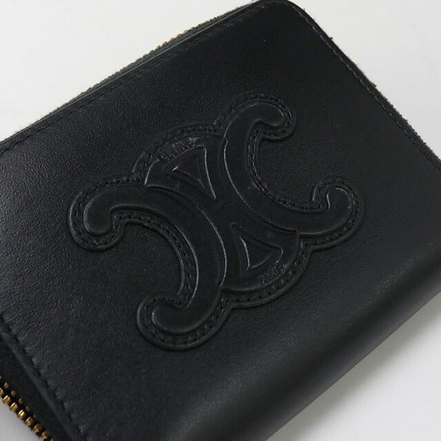 中古 セリーヌ 小銭入れ レディース ブランド CELINE キュイル トリオンフ ジップ コインパース ブラック 財布 USDCE97246011
