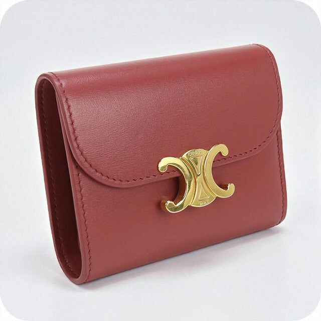 中古 セリーヌ 三折財布 レディース ブランド CELINE トリオンフ スモール フラップウォレット 10D78 3DPV ピンク 財布 USDCE97621011