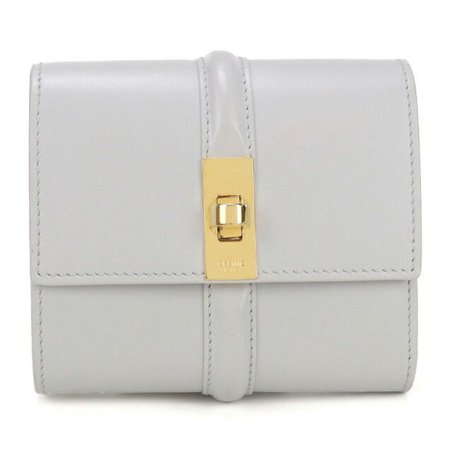 中古 セリーヌ 三折財布 レディース ブランド CELINE 16(セーズ) スモール トリフォールドウォレット 10F52 3CQ7 グレー 財布 USDCE97703011