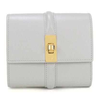 中古 セリーヌ 三折財布 レディース ブランド CELINE 16(セーズ) スモール トリフォールドウォレット 10F52 3CQ7 グレー 財布 USDCE97703011