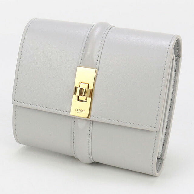 中古 セリーヌ 三折財布 レディース ブランド CELINE 16(セーズ) スモール トリフォールドウォレット 10F52 3CQ7 グレー 財布 USDCE97703011