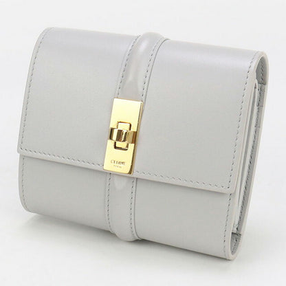 中古 セリーヌ 三折財布 レディース ブランド CELINE 16(セーズ) スモール トリフォールドウォレット 10F52 3CQ7 グレー 財布 USDCE97703011