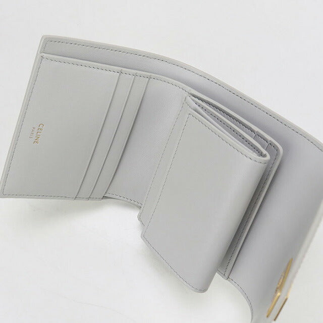 中古 セリーヌ 三折財布 レディース ブランド CELINE 16(セーズ) スモール トリフォールドウォレット 10F52 3CQ7 グレー 財布 USDCE97703011