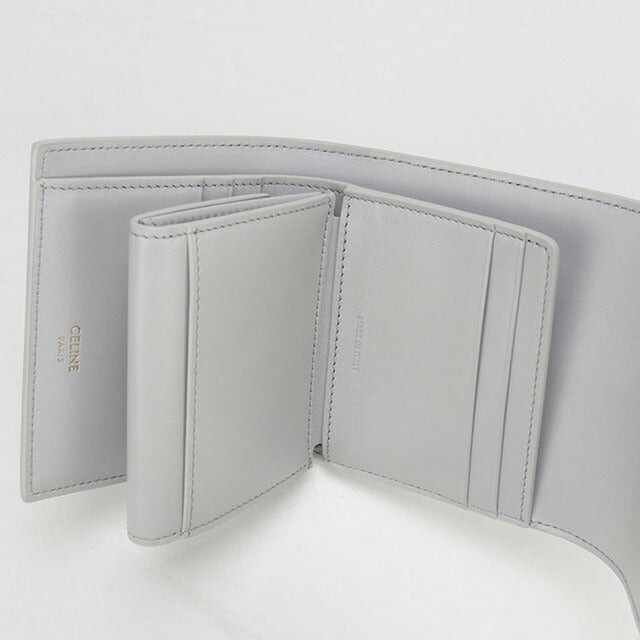 中古 セリーヌ 三折財布 レディース ブランド CELINE 16(セーズ) スモール トリフォールドウォレット 10F52 3CQ7 グレー 財布 USDCE97703011