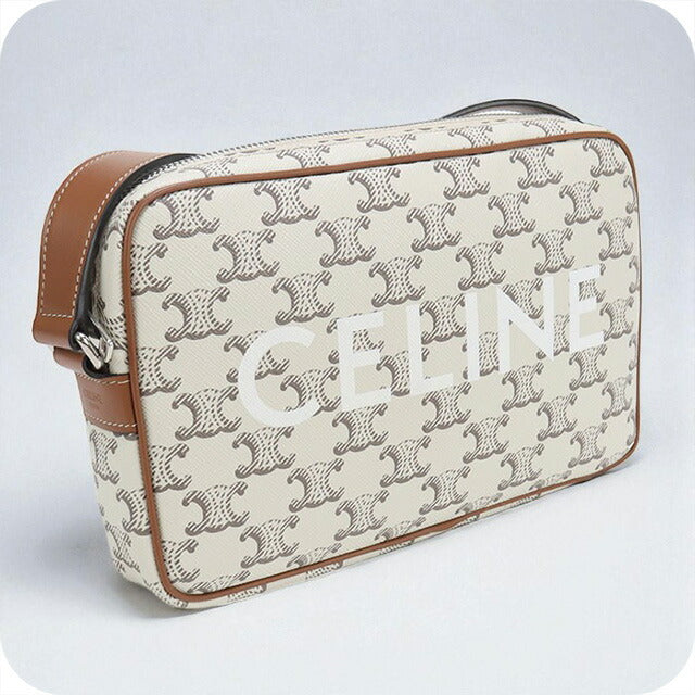 中古 セリーヌ 斜め掛け ショルダーバッグ レディース ブランド CELINE トリオンフキャンバス ホワイト バッグ USDCE97744011