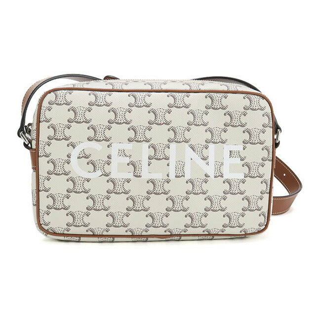 中古 セリーヌ 斜め掛け ショルダーバッグ レディース ブランド CELINE トリオンフキャンバス ホワイト バッグ USDCE97744011