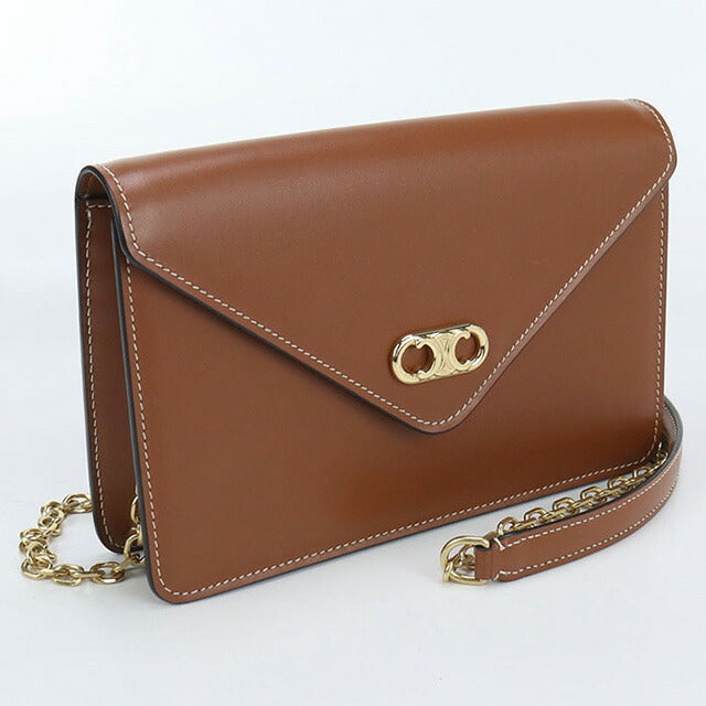 中古 セリーヌ チェーンウォレット レディース ブランド CELINE トリオンフ ブラウン 財布 USDCE98075011