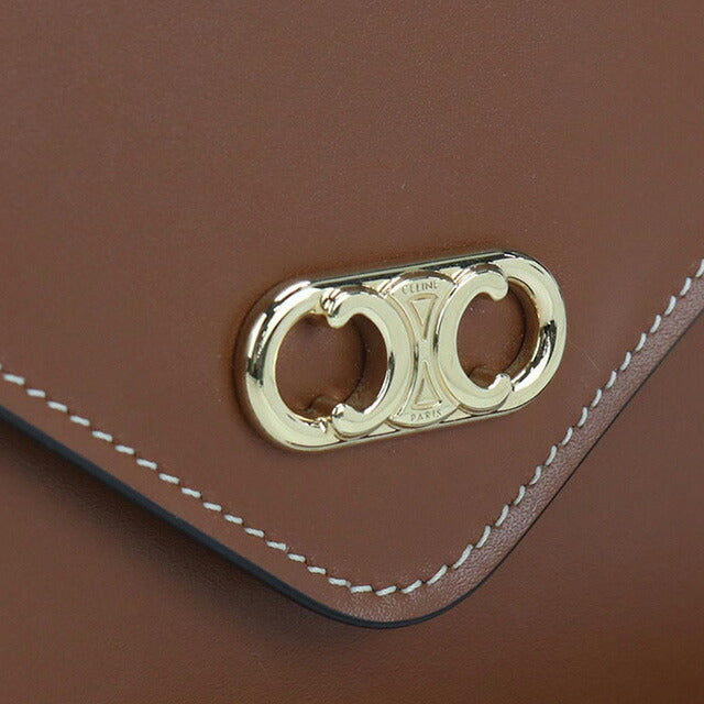 中古 セリーヌ チェーンウォレット レディース ブランド CELINE トリオンフ ブラウン 財布 USDCE98075011