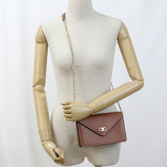 中古 セリーヌ チェーンウォレット レディース ブランド CELINE トリオンフ ブラウン 財布 USDCE98075011