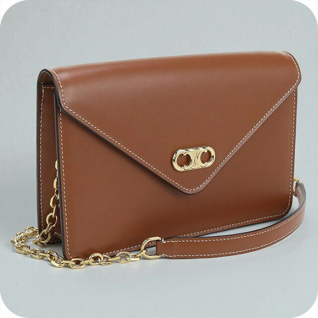 中古 セリーヌ チェーンウォレット レディース ブランド CELINE トリオンフ ブラウン 財布 USDCE98075011