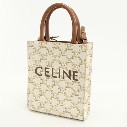 中古 セリーヌ ハンドバッグ レディース ブランド CELINE トリオンフキャンバス ミニ バーティカル カバ 19437 2BZK 01BC ホワイト バッグ USDCE98312011