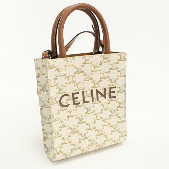 中古 セリーヌ ハンドバッグ レディース ブランド CELINE トリオンフキャンバス ミニ バーティカル カバ 19437 2BZK 01BC ホワイト バッグ USDCE98312011