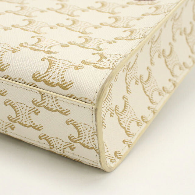 中古 セリーヌ ハンドバッグ レディース ブランド CELINE トリオンフキャンバス ミニ バーティカル カバ 19437 2BZK 01BC ホワイト バッグ USDCE98312011