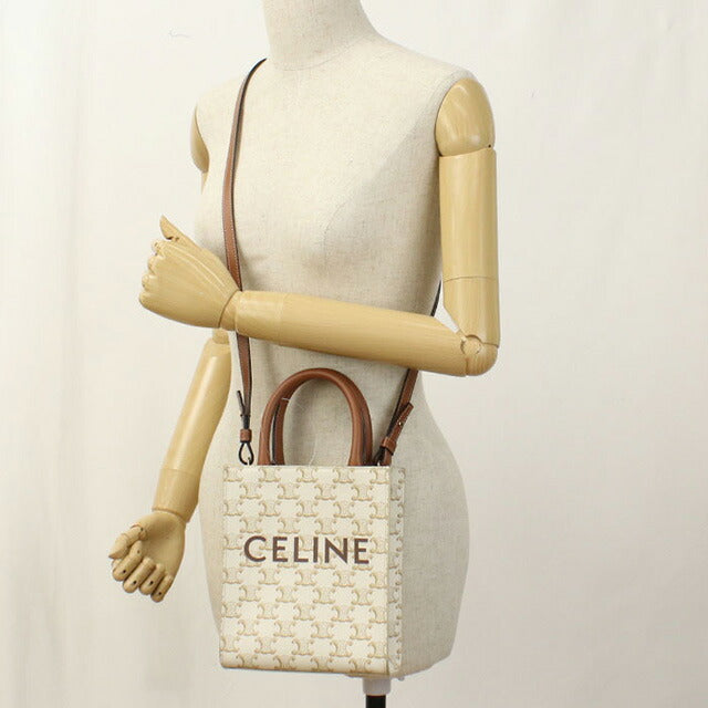 中古 セリーヌ ハンドバッグ レディース ブランド CELINE トリオンフキャンバス ミニ バーティカル カバ 19437 2BZK 01BC ホワイト バッグ USDCE98312011