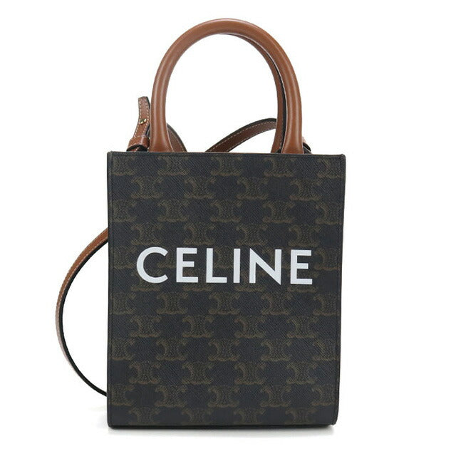 中古 セリーヌ トートバッグ レディース ブランド CELINE トリオンフキャンバス ミニ バーティカル カバ 194372BZK.04LU ブラウン バッグ USDCE98548011