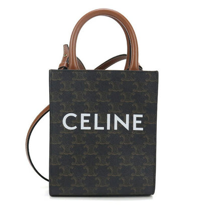 中古 セリーヌ トートバッグ レディース ブランド CELINE トリオンフキャンバス ミニ バーティカル カバ 194372BZK.04LU ブラウン バッグ USDCE98548011