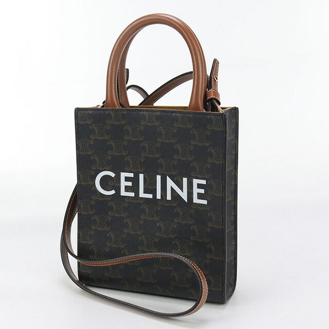 中古 セリーヌ トートバッグ レディース ブランド CELINE トリオンフキャンバス ミニ バーティカル カバ 194372BZK.04LU ブラウン バッグ USDCE98548011