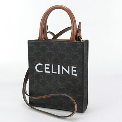 中古 セリーヌ トートバッグ レディース ブランド CELINE トリオンフキャンバス ミニ バーティカル カバ 194372BZK.04LU ブラウン バッグ USDCE98548011