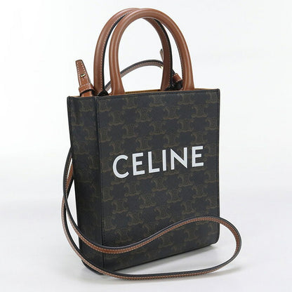 中古 セリーヌ トートバッグ レディース ブランド CELINE トリオンフキャンバス ミニ バーティカル カバ 194372BZK.04LU ブラウン バッグ USDCE98548011