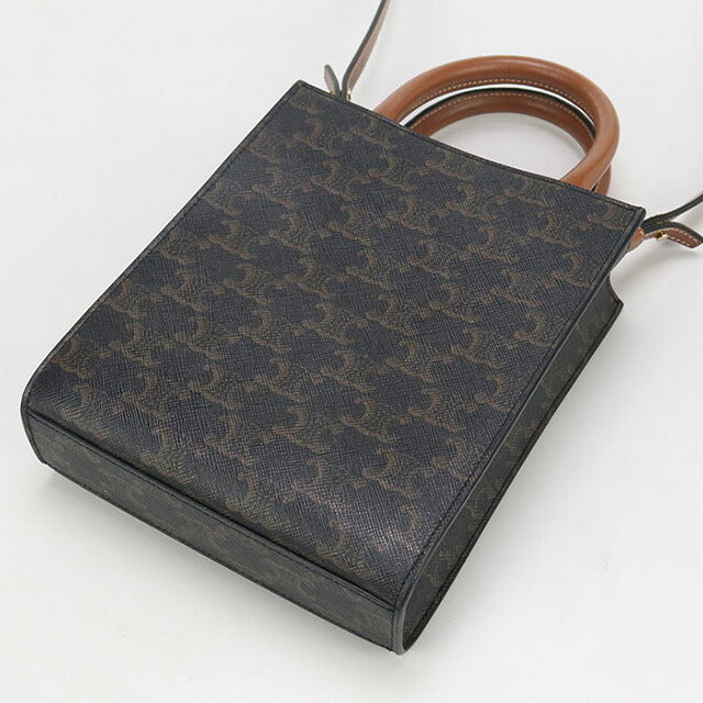 中古 セリーヌ トートバッグ レディース ブランド CELINE トリオンフキャンバス ミニ バーティカル カバ 194372BZK.04LU ブラウン バッグ USDCE98548011