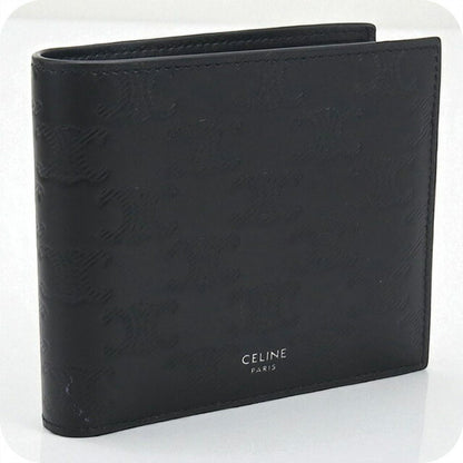 中古 セリーヌ 二折財布 メンズ ブランド CELINE トリオンフ エンボス加工 バイフォールドウォレット 10C87 3FQB 38SI ブラック 財布 USDCE98566011
